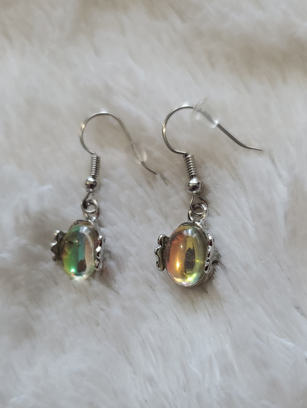 Silver-Tone Iridescent Dangle Earrings - Multicolor